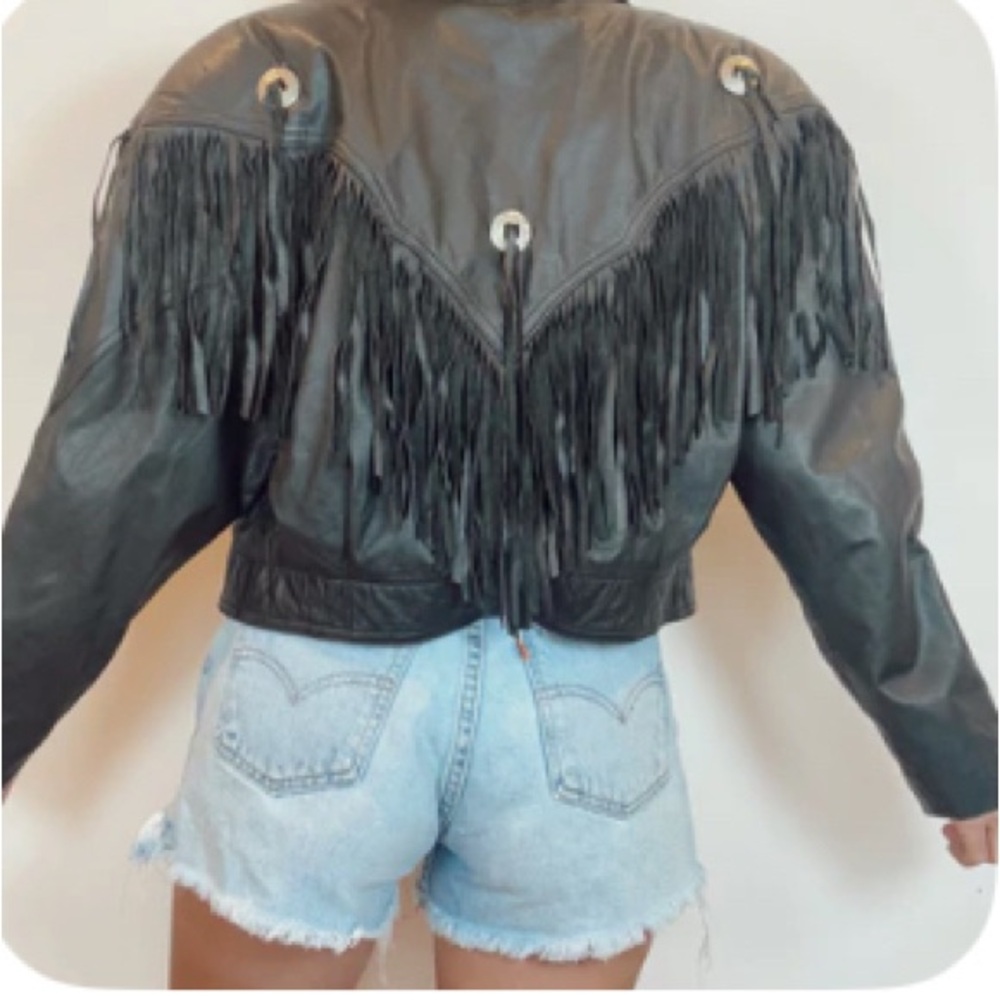 Fringed Black Leather Jacket
